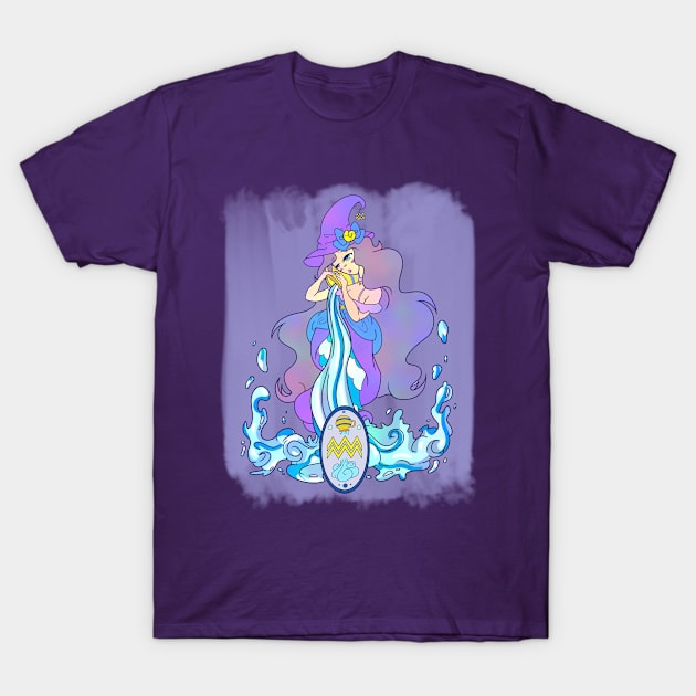 Zodiac Witch Aquarius T-Shirt by Victoria C. Geis